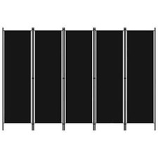 vidaXL Paravento a 5 Pannelli Nero 250x180 cm