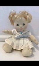 Mattel MY CHILD DOLL 1985 bambina, capelli biondi ricci occhi verdi bianco vestito marinaio