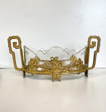 CENTROTAVOLA JARDINIERE ANTIMONIO DORATO VASCA VETRO DECORO STILE LITTORIO '30