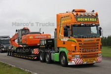 Foto camion Scania R580 rimorchio piattaforma Paesi Bassi arancione HOLWERDA CONVO #m4po