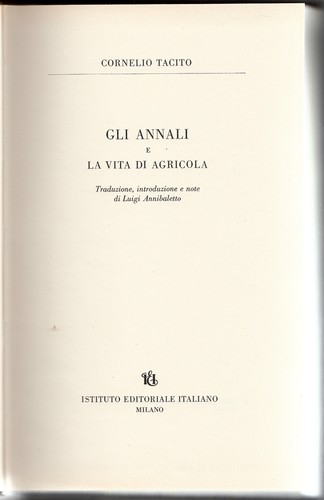 Tacito gli annali la vita - tacito,