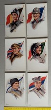 WW1 - 6 Soldati con bandiera: Belgio, Francia, Gran Bre., Italia, Russia, Serbia