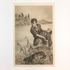 Cartolina  propaganda fascismo "Il cuore del Balilla" serie libro e moschetto