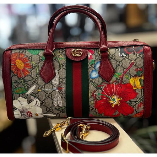 Borsa gucci rossa floreale - borsa,