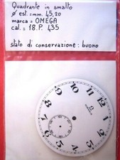 QUADRANTE OROLOGIO IN SMALTO VETROSO PER MOVIMENTO DA TASCA OMEGA - RICAMBI -Q10