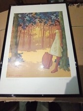 figura nel bosco , litografia a colori Bruno Munari con firma e cornice