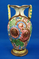 Vaso ceramica maiolica fiori graffiato stile Zulimo Aretini Grazia CIMA Deruta