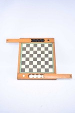 Gioco In Legno Vintage Dama E Tria Con Pedine ( Manca 1 Bianca )