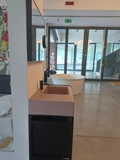 Struttura Cielo Narciso Mini per lavabo nero matt con portasciugamani e cassetti