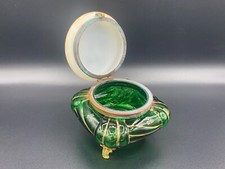 Antico barattolo in polvere vanità vetro Moser boemo portagioie dipinto a mano