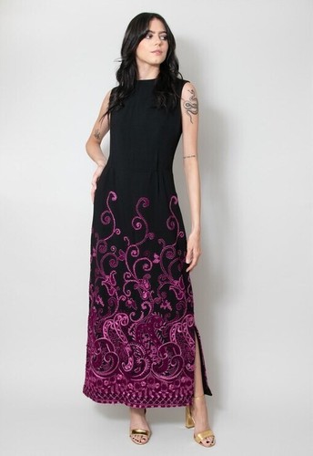 Maxi abito donna - lurex, ricamo