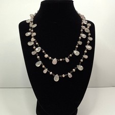 Collana multifilo argento sterling 925 perle finte quarzo rosa perle vetro