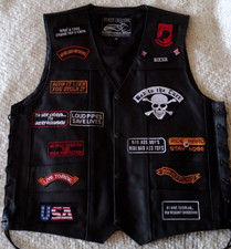 GILET BIKER IN PELLE "Patched"