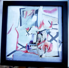 Opera unica astratto tecnica mista su carta firmata Carlo Manini in cornice