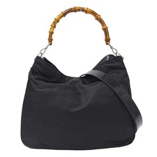 Borsa a tracolla Gucci bambù nylon nero 2 vie vintage autentica