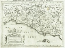 LAZIO ROMA VITERBO 1627 J. HONDIUS Stampa Antica Originale Rara Stato Pontificio