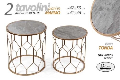 Set tavolini metallo oro - set,