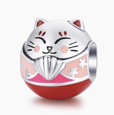 Charm Gatto Porta Fortuna Argento Sterling 925 Per Bracciale Componibile