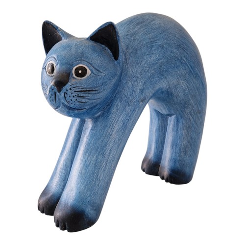 Scultura legno gatto - legno,