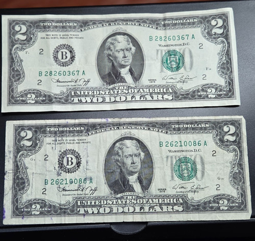 Due banconote 00 dollari - da, 2,00