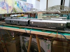 2 Fleischmann H0 FS GRIGIO ARDESIA e LUCI: vettura pass. 1^ cl.+bagagliaio 5145