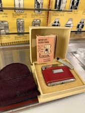 Vintage Ronson ADONIS Red Enamel Petrol Pocket Lighter USA 1950s Complete Set