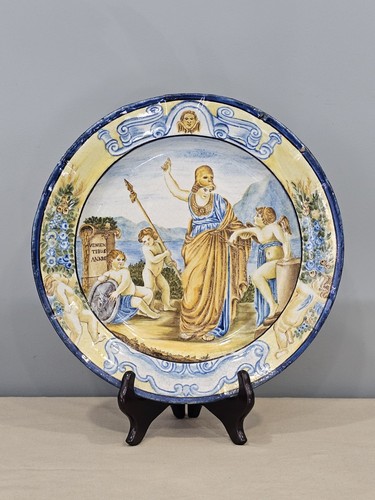 Plat rond majolique italienne - plat,