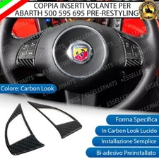 COPPIA INSERTI COMANDI AL VOLANTE CARBON LOOK PER ABARTH 500 595 PRE-RESTYLING