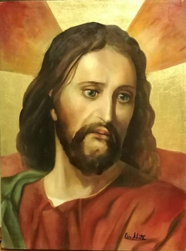Quadro dipinto ritratto cristo - dipinto,