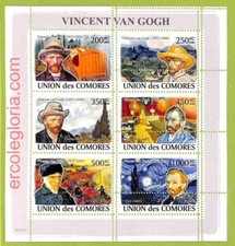 B0012 - COMORES - ERRORE ERRORE ERRORE ERRORE foglio francobolli - 2008 - Vincent van Gogh, ARTE