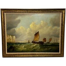 Grande Dipinto A Olio Polly Ramsgate Peschereccio Di Dover Di William Broome