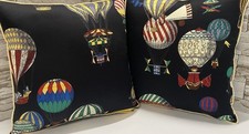 Coppia Di Fodere Per Cuscino Con Tessuto Vintage Mongolfiere Fornasetti