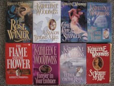 Lot 8 Kathleen Woodiwiss Romance Novels - Flame and the Flower - Trade Paperback