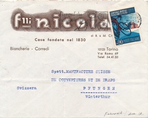 Italia 1968 busta per svizzera - italia,