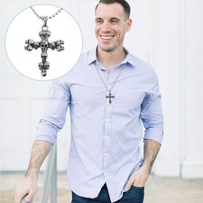 Collana teschio croce acciaio