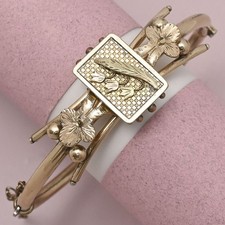 Antico Bracciale Vittoriano Etrusco Revival Giglio della Valle Gold Filled