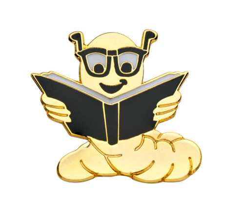 Book worm pin badge - pin, for