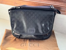 Gucci Borsa Messenger Doppia Fibbia GG Imprime Media Tela Nera