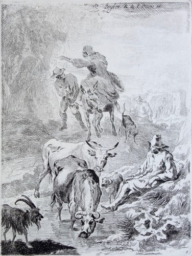 Estampe après berghem - estampe,