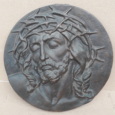 Antica Targa Da Parete Scultura Volto Di Gesù