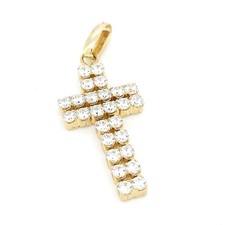 Ciondolo Croce Zirconi Oro 18kt - Oro Rigenerato