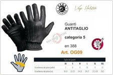 Guanti Anti Taglio Vera Pelle L. 5° EN388 Vega Holster CC GPG IPS  Polizia OG09