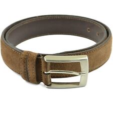 Cintura uomo marrone bruciato vera pelle scamosciata regolabile fibbia in acciai