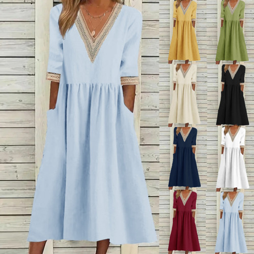 Abito donna misto lino - , midi