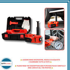 Jack Idraulico Elettrico 4 in 1 12V con Cric, Pompa Aria, Luce e Segnalazione