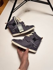 Sneakers alte vintage Y2K donna stile Isabel Marant zeppa taglia 41 blu beige