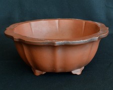 VASO BONSAI TONDO FIORE DI LOTO IN GRES NON SMALTATO PER SHOHIN