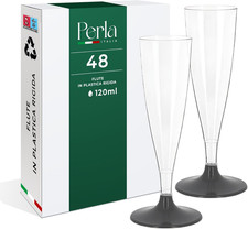 Perla - 48 Flute Plastica - Calici Plastica Rigida 120Ml - Bicchieri Da Champagn