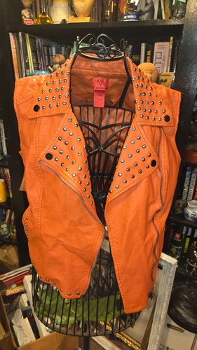 Gilet punk arancione borchiato - arancione,