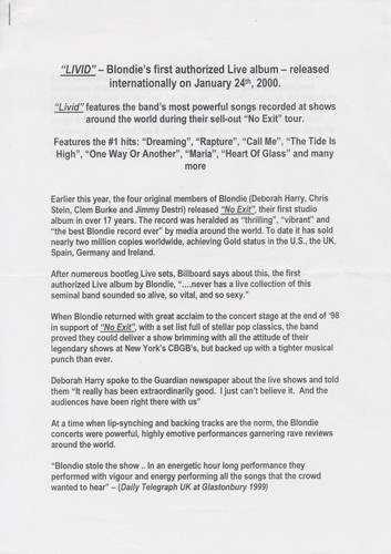 Blondie livid 2000 - blondie,